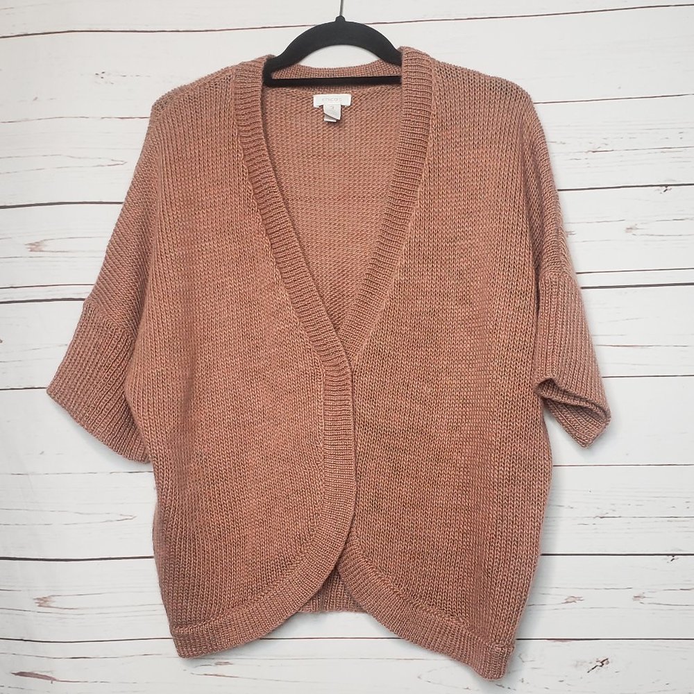 Chico's Wool Blend Single Snap Closure Crop Cardigan